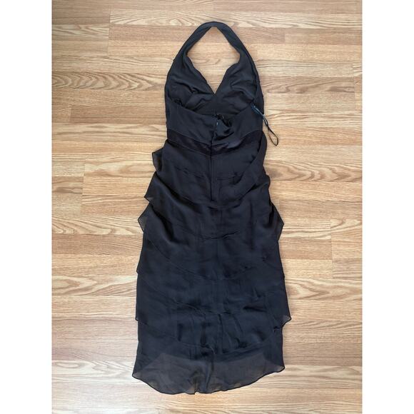 Tadashi Women’s Black Tiered Silk Ruffled Halter Gown Sz 8 - Picture 7 of 7